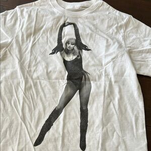 Taylor Swift White Graphic Tee with Black Photo Print TLOAS